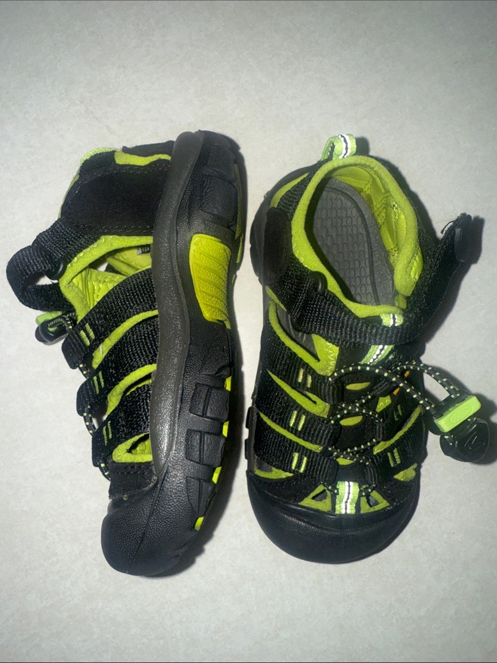 Keen Kids Black and Neon Green Outdoor Sandals